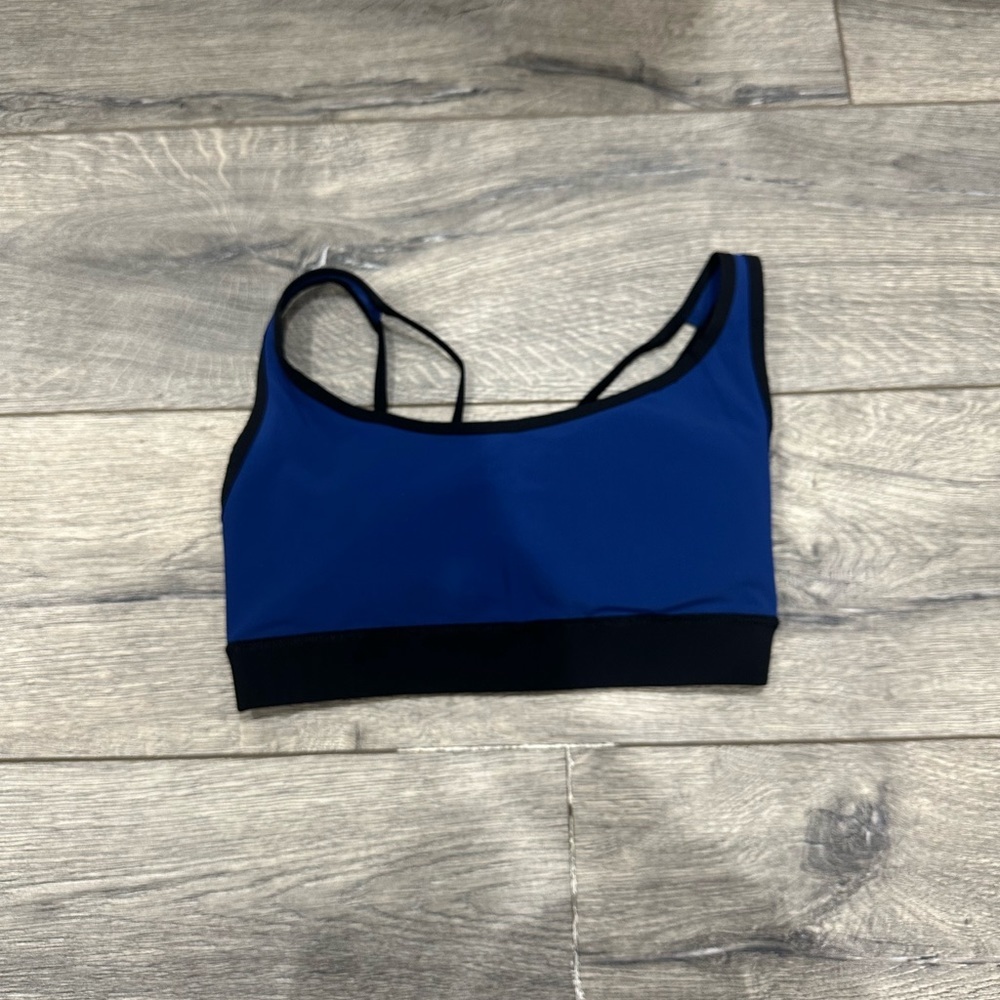 • Boom Boom Athletica • Strappy Back Athletic Sports Bra Navy Blue Black Small